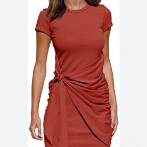 LILLUSORY Chic Rust Women's Mini Dress